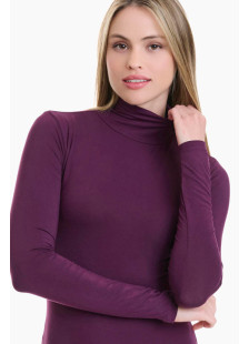 WALK W2225_39 Stretch Bamboo Turtleneck Bodysuit – Aubergine