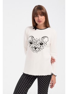 Womens Winter Pajamas CAT in White color