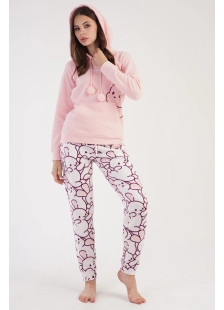 VIENETTA Women's Fleece Hooded Pyjama Set 304038 Powder