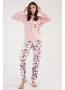 VIENETTA Women's Fleece Hooded Pyjama Set 304038 Powder