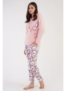 VIENETTA Women's Fleece Hooded Pyjama Set 304038 Powder