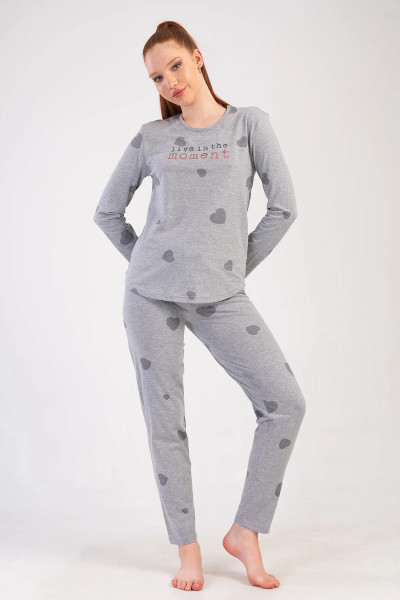 VIENETTA 502070 Women’s Long-Sleeved Pyjamas – Grey Marl
