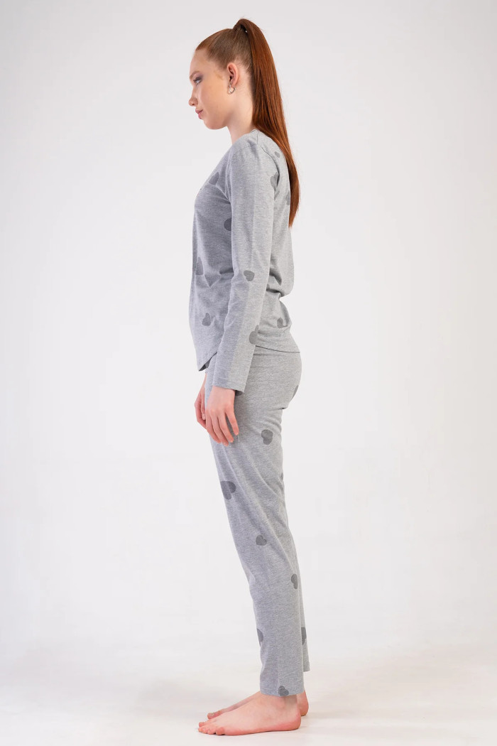 VIENETTA 502070 Women’s Long-Sleeved Pyjamas – Grey Marl