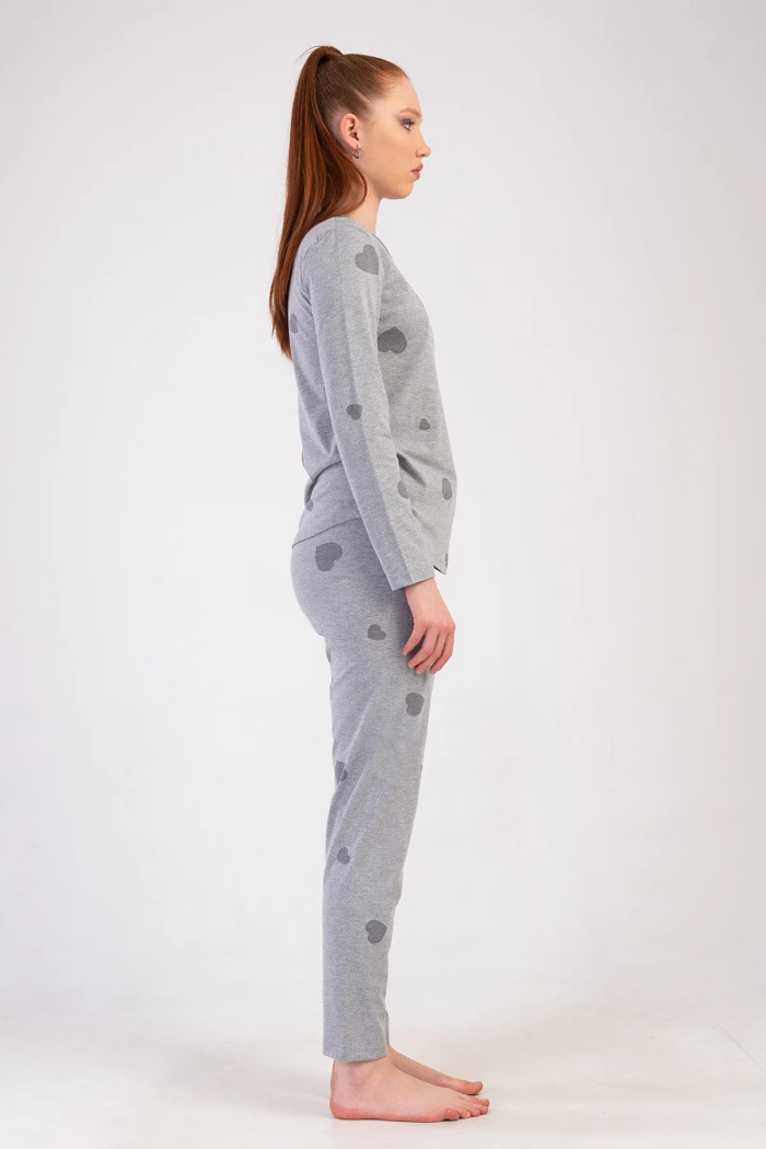 VIENETTA 502070 Women’s Long-Sleeved Pyjamas – Grey Marl