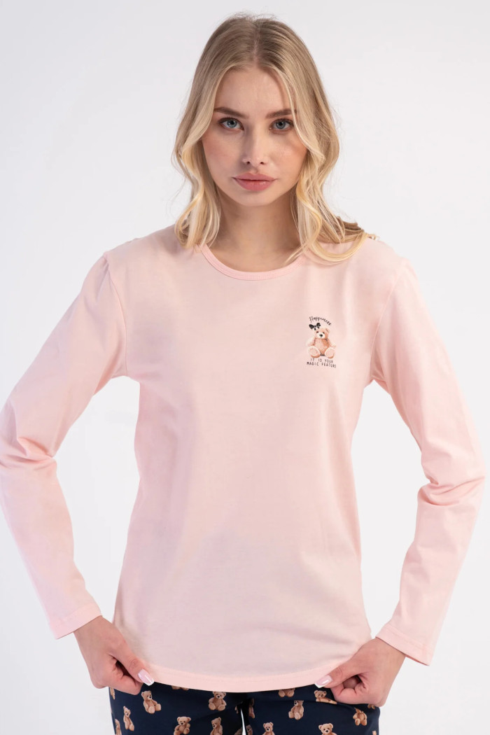VIENETTA 603003 Women’s Long-Sleeved Pyjama Set Pink