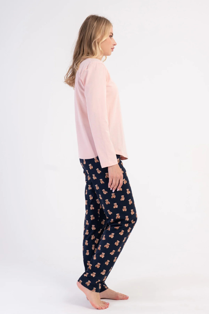 VIENETTA 603003 Women’s Long-Sleeved Pyjama Set Pink
